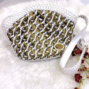 KMQ shoulder bag / purse white and metallic woven colours​​​​​​​​​​​​​​​​